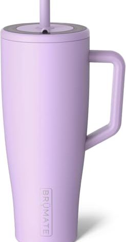 BrüMate Era 40 oz Tumbler with Handle and Straw | 100% Leakproof Insulated Water Bottle Tumbler with Lid and Flexible SoftSip Straw | Made of Stainless Steel | Cup Holder Friendly | 40oz (Lavender)