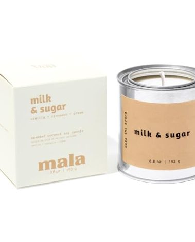 MALA Milk & Sugar Cinnamon & Vanilla Candle for Home – Foodie/Gourmand – Vegan Soy Aromatherapy – 45 Hour Clean Burn – Organic Non Toxic Candles – Cozy Room Decor – 6.8 oz