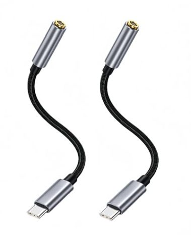 USB C to 3.5mm Headphone Jack Adapter for Samsung Galaxy A16 A35 A56 5G S23 S24 S25 Ultra 5G S25 Edge, Google Pixel 10 Pro XL 9a 8 8a, Motorola razr, iPhone, iPad Air, iPad Pro, 2 Pack