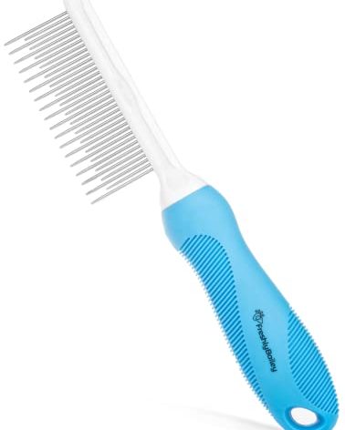 Grooming Comb for Long & Curly Hair in Dogs & Cats - Top Pet Detangler Brush - Removes & Prevents Matted Fur - Perfect for Goldendoodle, Poodle Mixes, and Cat Undercoat