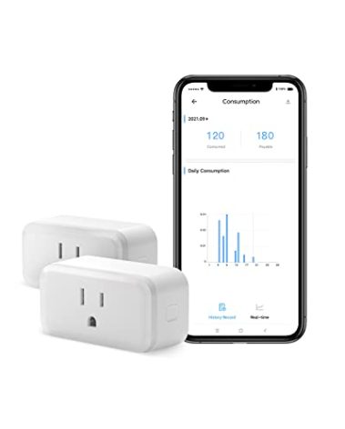 SONOFF S40 WiFi Smart Plug with Energy Monitoring, 15A Smart Outlet Socket ETL Certified, Work with Alexa& Google Home, IFTTT Supporting, 2.4Ghz WiFi Only (2-Pack)