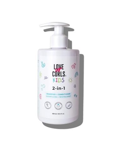 Love Ur Curls Kids - LUCK 2 in 1 Shampoo and Conditioner, Fragrance Free, Pediatrician Approved, Gentle Tear Free Unscented Formula, Easy to Detangle Curls, Sulfate and Paraben Free, 300 mL