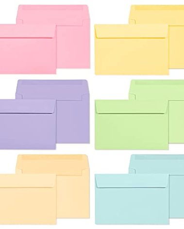 A4 Envelopes - 48-Pack Colored Envelopes, 4x6, Invitations, Pastel Colors, 6 Colors