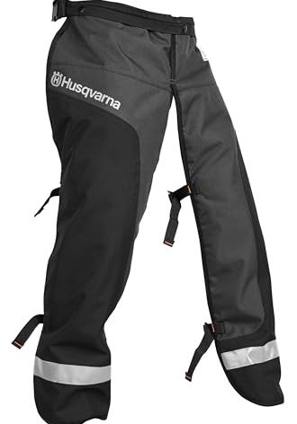 Husqvarna 587160702 Functional Apron Chainsaw Chaps 38-Inch, Chainsaw Safety Equipment with 5 Layers, Adjustable Belt and Gear Pocket, Black