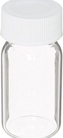 JG Finneran 9-121 Clear Borosilicate Glass Standard VOA Vial with White Polypropylene Solid Top Closure and PTFE Lined, 24-400mm Cap Size, 20mL Capacity (Pack of 72)