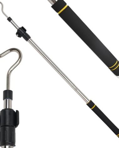 Frebuta Clothes Hook Pole Heavy Duty, 36" to 65" Long Research Pole with Hook Sponge Long Handle Telescoping Pole Stainless Steel Tube S Hook Closet for Reaching Extending Rod Hang High Area Top