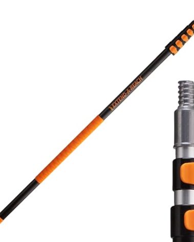 5-30 ft Long Telescopic Extension Pole // Multi-purpose Extendable Pole with Universal Twist-on Metal Tip // Lightweight and Sturdy // Best Telescoping Pole for Painting, Dusting and Window Cleaning