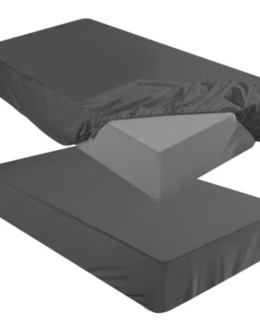 Breling Fitted Sheet (Sheet Only) Compatible with Milliard Trifold Mattress Folding Mattress Fitted Microfiber Bedclothes for Camp Bunk Rvs Bed(Dark Gray,2 Pcs,Twin,6'')