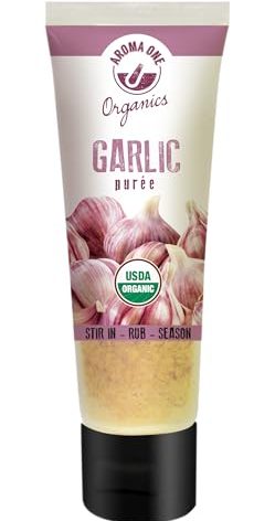 Aroma One Garlic Puree Paste - Organic Herb Concentrate for Cooking, Seasoning & Sauces - Fresh Flavor Enhancer, Non-GMO, Gluten-Free, Vegan - Easy Squeeze Tube, Kitchen Must-Have - 80g (2-Pack)