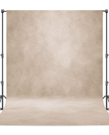 Haboke Abstract Professional Photography Backdrop for Portrait Photo Props Booth Background Photoshoot Studio with Polyester Fabric Roller Pocket on Top (8x10ft,Light Beige,No Stand)