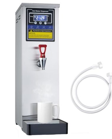 Hot Water Dispenser Commercial Water Boiler Electric Warmer Hot Water Machine Stainless Steel 30L(8GAL)/Hour Step-heating Temperature Control 86-212°F for Boba Tea Coffee Office Restaurant 1600W