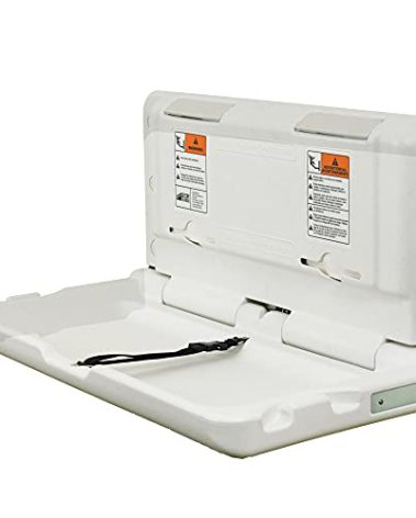 ECR4Kids Horizontal Wall-Mounted Changing Station, Baby Changer, White Granite