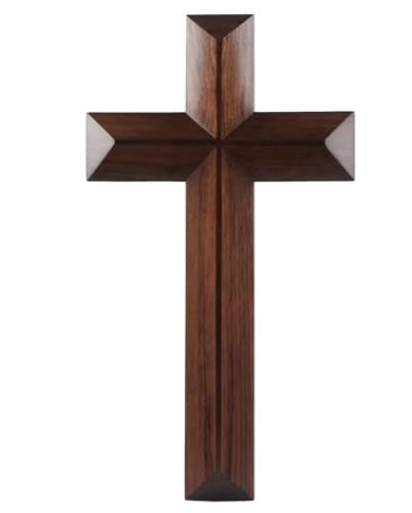 Yookin 13inches Wood Wall Cross Wooden Wall Decor Hanging Cross Decorations for Church Home Office Christian Baptism Religious Gift(Black Walnut)