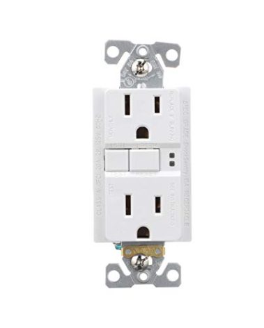 Eaton GFCI Self-Test 15A -125V Duplex Receptacle with Standard Size Wallplate, White