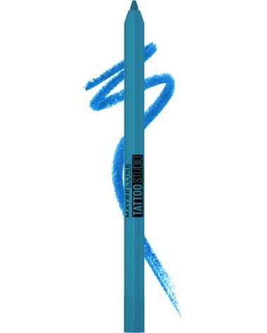MAYBELLINE New York Tattoo Studio Long-Lasting Sharpenable Eyeliner Pencil, Glide on Smooth Gel Pigments with 36 Hour Wear, Waterproof Arctic Skies 0.04 oz