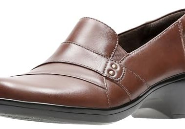 Clarks Women's May Marigold Slip-on Loafer, Brown Smooth, 7.5 M US