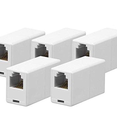 iMBAPrice RJ12/RJ11 6P6C White Straight Telephone Inline Coupler for Directly Connect Two Telephone Cords and More, 5-Pack