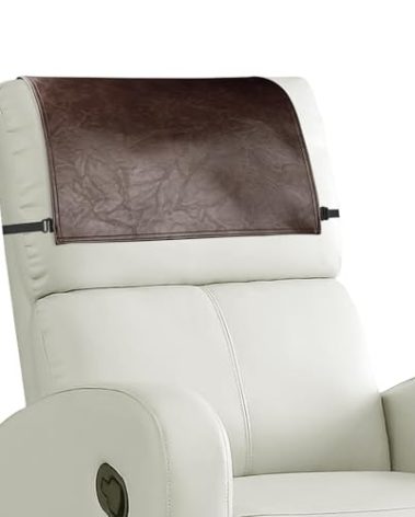 NZDWZDN Headrest Cover for Recliner Chair Recliner Headrest Protector Faux Leather Headrest Cover with Elastic Straps Couch Headrest Covers for Furniture Sofa Protector 17 x 27In(Chocolate Brown)