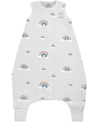 Woolino 4 Season Baby Sleep Bag with feet, Merino Wool and Organic Cotton Walker Sleep Sack, Toddler Sleeping Bag, 18-36m, Rainbow