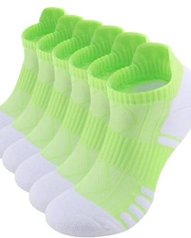 vvfxx Ankle Socks for Women - No Show Athletic Running Socks with Moisture Wicking & Cushioned Support, 6 Pairs Women's Cotton Breathable Comfort Socks Green Size 8-11