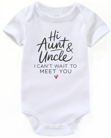KEDFQV Hi aunt and uncle baby pregnancy announcement for uncle aunt I Can't Wait To Meet You Baby Clothes white 0-3 Months