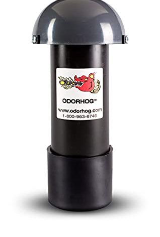 OdorHog Vent Stack Pipe Filter 4 Sizes, Black ABS with Mushroom Cap, Removes Outdoor Septic and Sewer Odors (3.0-inch)