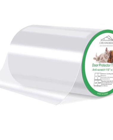 Door Protector from Dog Scratching 118" x 8.2" Cat Scratch Door Frame Single Side Adhesive Protector Anti Dog Scratch Door Guard for Dogs Clear CHUANGSEED