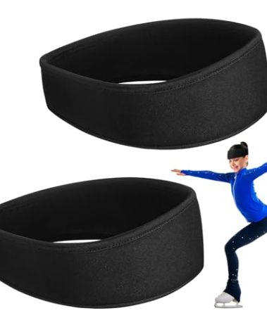 Chicingyou 2 Pcs Black Headband for Figure Skating Ice Skating Protective Headband with Padded for Women Men Athletic Guards Accessories