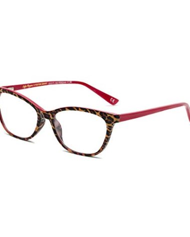 Sofia Vergara x Foster Grant Women's Teresa Cat-Eye Reading Glasses, Leopard Front Over Shiny Red Base, 52 mm + 2