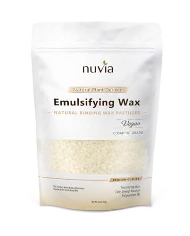 Nuvia Organics Emulsifying Wax, 100% Natural Plant Derived, NF, Cosmetic & Food Grade; 6oz