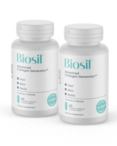 Biosil Collagen Booster Supplement - 60 Original Capsules, Pack of 2 - Patented ch-OSA Activator for Skin, Hair, Nails & Joints - Supports Natural Production - 60-Day Supply