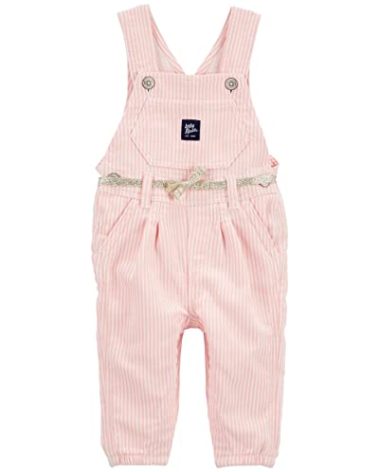 OshKosh B'Gosh Girls' World's Best Overalls, Pink Hickory, 9M