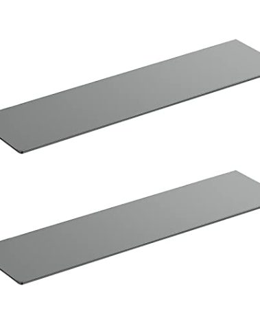 Danpoo Adhesive Floating Shelves for Wall Storage, Metal Wall Shelves for Living Room, Bathroom, Kitchen, 20” Long Display Shelves for Collectibles(Grey, 2 PCS)