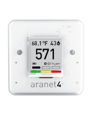 SAF Aranet4 Home: Wireless Indoor Air Quality Monitor for Office or School (CO2, Temperature, Humidity and More) Portable, Battery Powered, E-Ink Screen, App for Configuration & Data History