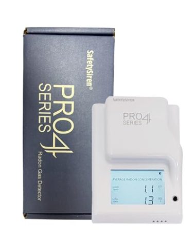 Safety Siren Pro4 Plug-in Radon Detector, Continuous Radon Gas Monitoring with Audible & Visual Alarms | Short & Long-Term Radon Detection for Home, Office, & Other Indoor Living Areas | Made in USA