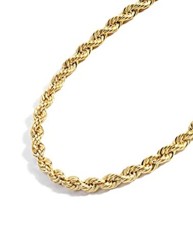Jewelry Atelier Gold Chain Necklace Collection - 14K Solid Yellow Gold Filled Rope Chain Necklaces for Women and Men with Different Sizes (2.1mm, 2.7mm, or 3.8mm)