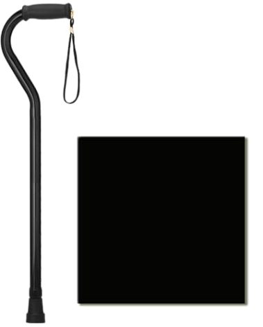 NOVA Heavy Duty Walking Cane with Offset Handle, 500 lb. Weight Capacity, Lightweight Adjustable Walking Stick with Carrying Strap, Black