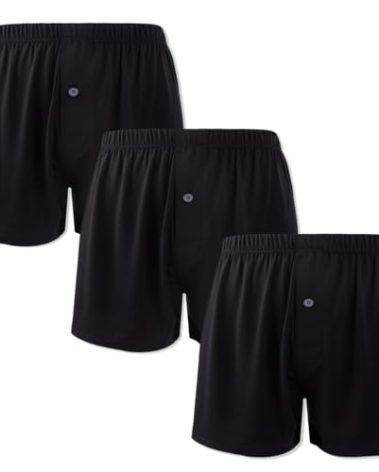 BAMBOO COOL Mens Boxers Short Classic Fit Soft Casual Underwear Loose Comfortable Breathable Boxer Shorts for Men (3 Pack), Large