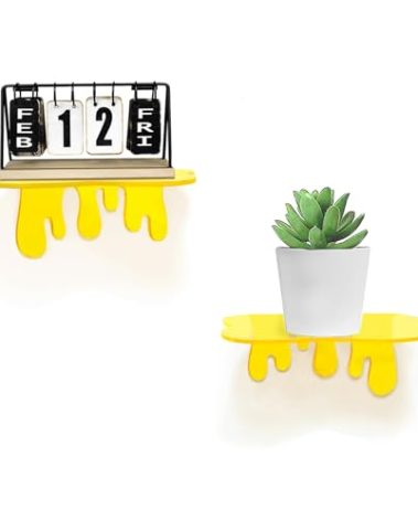 SetGame 2-Pack Acrylic Small Wall Shelves - 7 Inch Floating Shelf for Walls, Home Wall Display Ledges for Storage, Room Décor, Small Album & Items Organizer Display