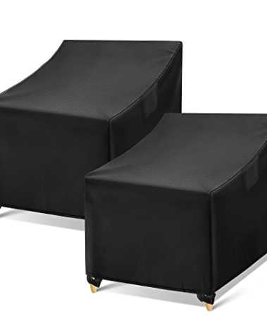 WLEAFJ Outdoor Chair Covers Waterproof, Black Lawn Patio Furniture Covers, Heavy Duty Patio Lounge Deep Seat Cover, 2 Pack - 26" W x 25" D x 34" H