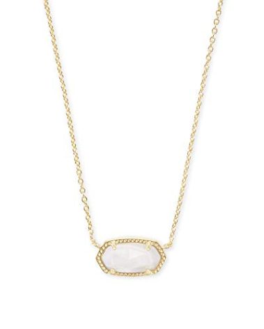 Kendra Scott Elisa Short Pendant Necklace for Women, Dainty Fashion Jewelry, 14k Gold-Plated, White Mother of Pearl