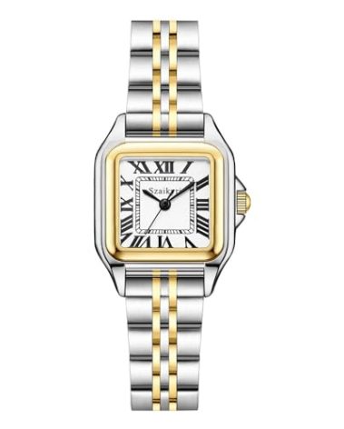 Szaikyri Classic Square Watches for Women with Roman Numerals Ladies Casual Dress Watch (Silver&Gold-Black)