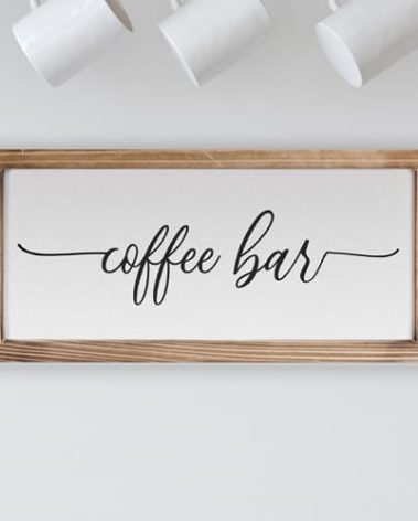 Coffee Bar Sign Decor 8x17 Inch, Coffee Sign Decor, Wooden Kitchen Wall Art