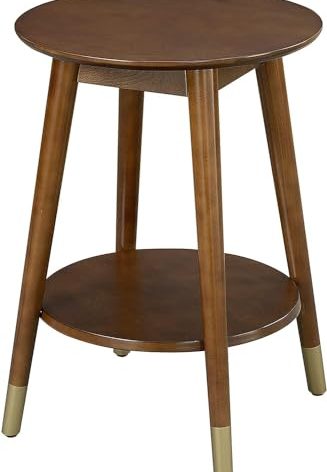 Convenience Concepts 7103050ES Wilson Mid Century Round End Table with Bottom Shelf, Espresso, 18 in x 18 in x 24 in (D x W x H)