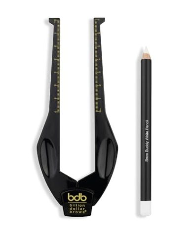 Billion Dollar Brows 2-Piece Brow Buddy Contour Stencil Microblading Kit – Achieve Symmetrical, Perfectly Shaped Brows, Ideal for Tweezing, Threading & Waxing , Vegan & Cruelty-Free - Black