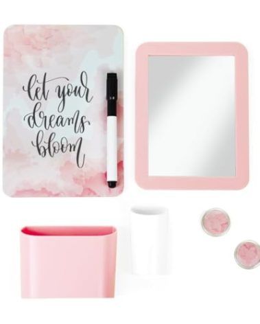 Rejuvet Pink Locker Decor - 7 Piece Aesthetic Magnetic Set, Perfect for Girls' Middle School Lockers