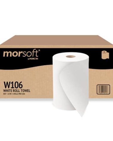 Morsoft by Morcon W106 Paper Towel Dispenser Refill, 10 Inch Roll, White, 100% Recycled Fiber, 10 x 800ft, 6 Rolls, Ideal Paper Towel Rolls for Dispenser