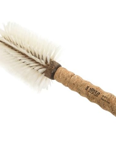 Ibiza Hair Boar Bristle Round Brush (B5-80mm) | Blonde Bristles & Cork Handle | Ideal for Color Treated Tresses | Soft Curls, Big Volume & Large Sections | Adds Shine for Long Styles
