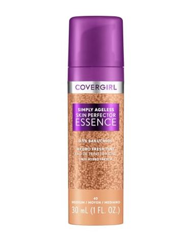 Covergirl Simply Ageless Skin Perfector Essence Foundation, 40 Medium, Tinted Skincare Makeup Hybrid, Sheer Tint, Radiant Finish,Glowy Finish, Vegan Formula, 1.0oz