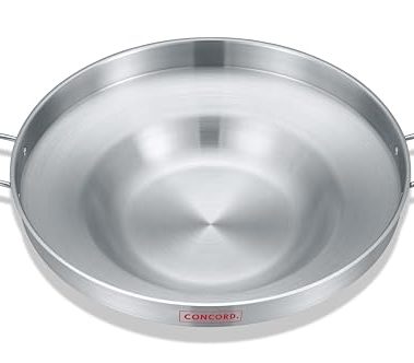 Concord Stainless Steel Comal Frying Bowl Cookware (22"), silver (S4008 S4812 S5612)